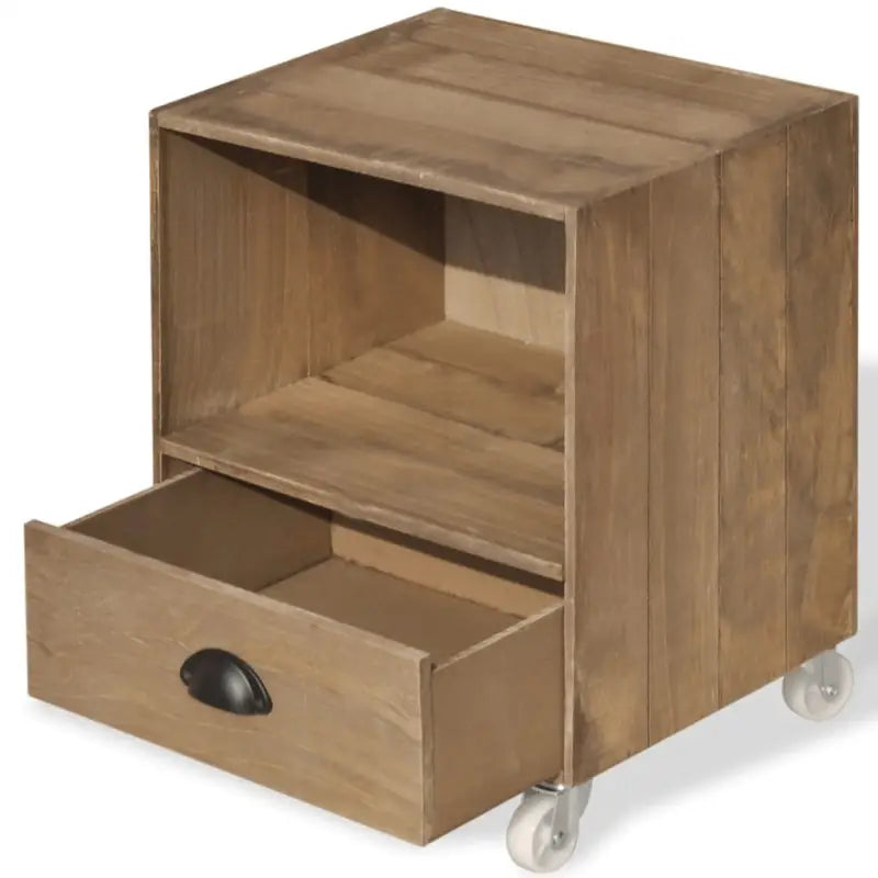 Houten nachtkastje van massief hout met manieren gemonteerd - Nachtkastjes