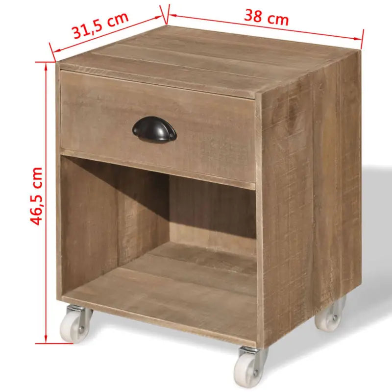 Houten nachtkastje van massief hout met manieren gemonteerd - Nachtkastjes