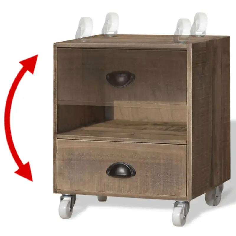 Houten nachtkastje van massief hout met manieren gemonteerd - Nachtkastjes