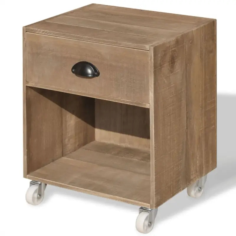 Houten nachtkastje van massief hout met manieren gemonteerd - Nachtkastjes