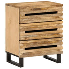 Houten nachtkastje van massief mangohout voor een stijlvolle slaapkamer - Naturel / 1 / Massief ruw mangohout