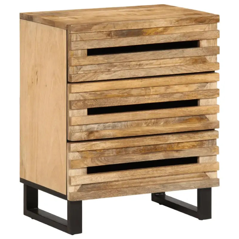 Houten nachtkastje van massief mangohout voor een stijlvolle slaapkamer - Naturel / 1 / Massief ruw mangohout