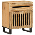 Houten nachtkastje van massief mangohout voor een stoer interieur - Bruin / 1 / Massief ruw mangohout - Nachtkastjes