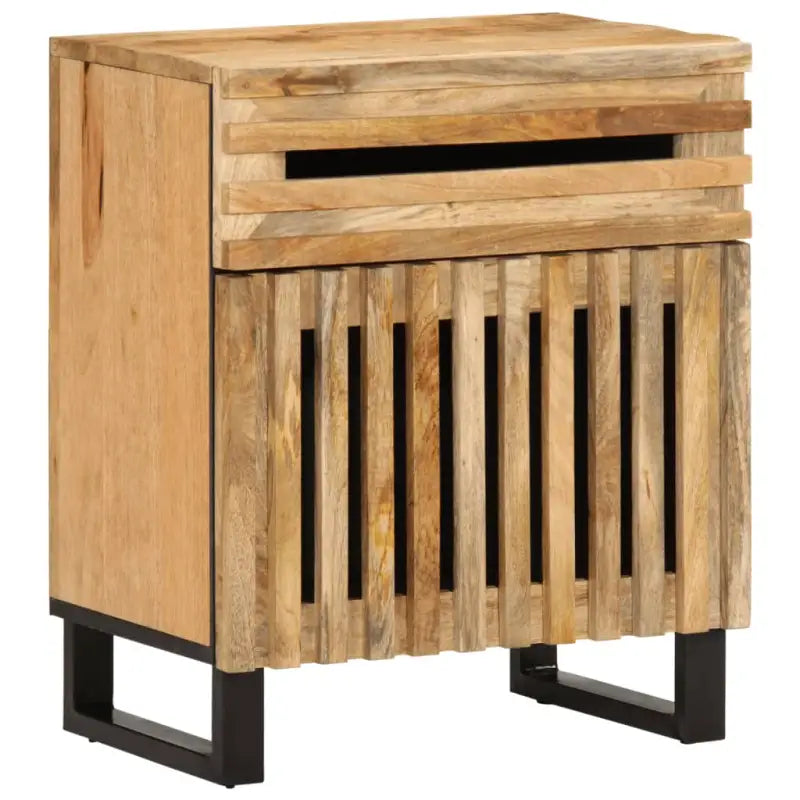 Houten nachtkastje van massief mangohout voor een stoer interieur - Bruin / 1 / Massief ruw mangohout - Nachtkastjes