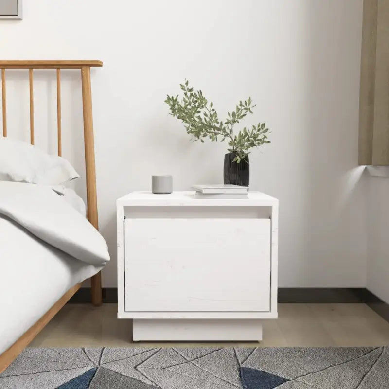 Houten nachtkastjes van massief grenenhout met moderne charme - Wit / 1 - Nachtkastjes