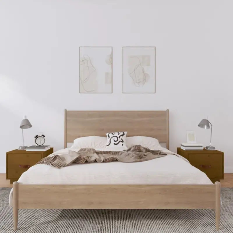 Houten nachtkastjes van massief grenenhout voor een elegant interieur - Honingbruin / 2 - Nachtkastjes