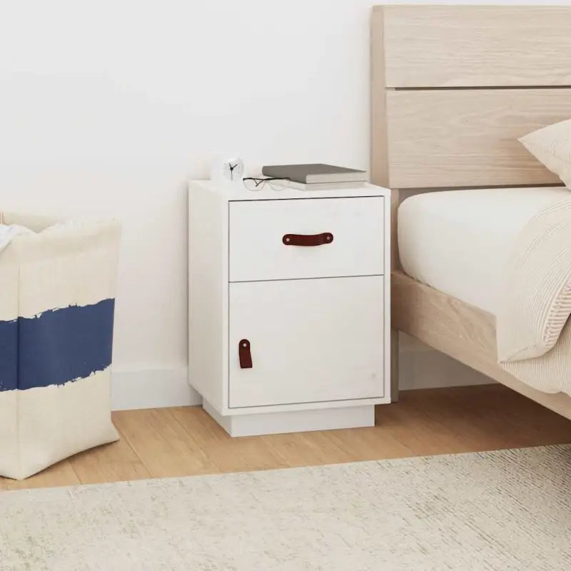 Houten nachtkastjes van massief grenenhout voor elegante interieurs - Wit / 1 - Nachtkastjes