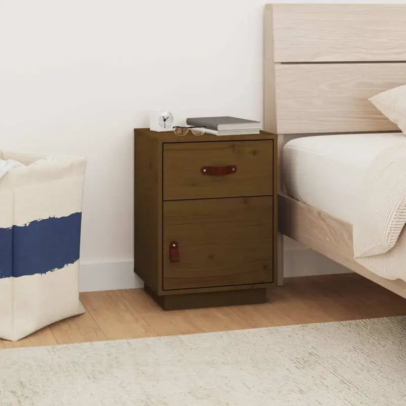 Houten nachtkastjes van massief grenenhout voor elegante interieurs - Honingbruin / 1 - Nachtkastjes