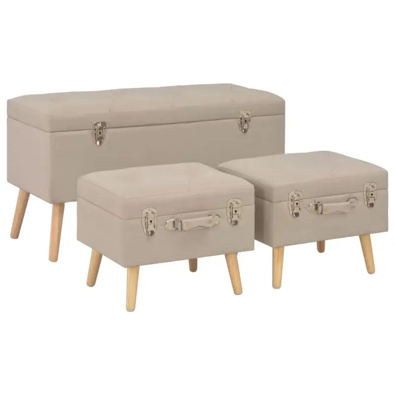Houten Opberg- en Halbankjes met Massief Houten Poten voor Elk Interieur - Beige - Opberg- & halbankjes