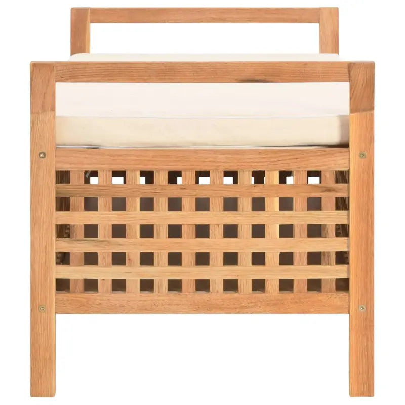 Houten opbergbank met kussen van massief walnotenhout voor hal en slaapkamer - 93 x 49 x 49 cm - Opberg- & halbankjes