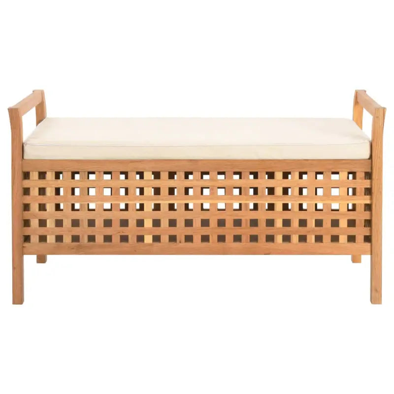 Houten opbergbank met kussen van massief walnotenhout voor hal en slaapkamer - 93 x 49 x 49 cm - Opberg- & halbankjes