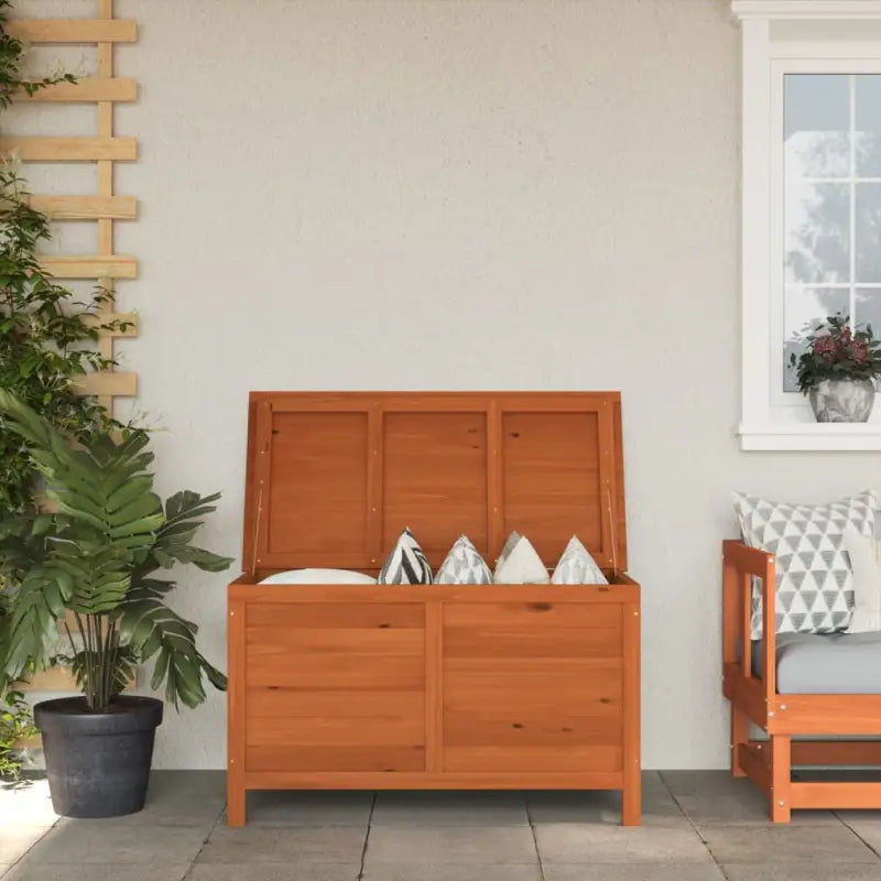 Houten opbergbox voor buiten van massief vurenhout voor binnen handbereik - Naturel / 100 x 50 x 58 cm - Opbergboxen