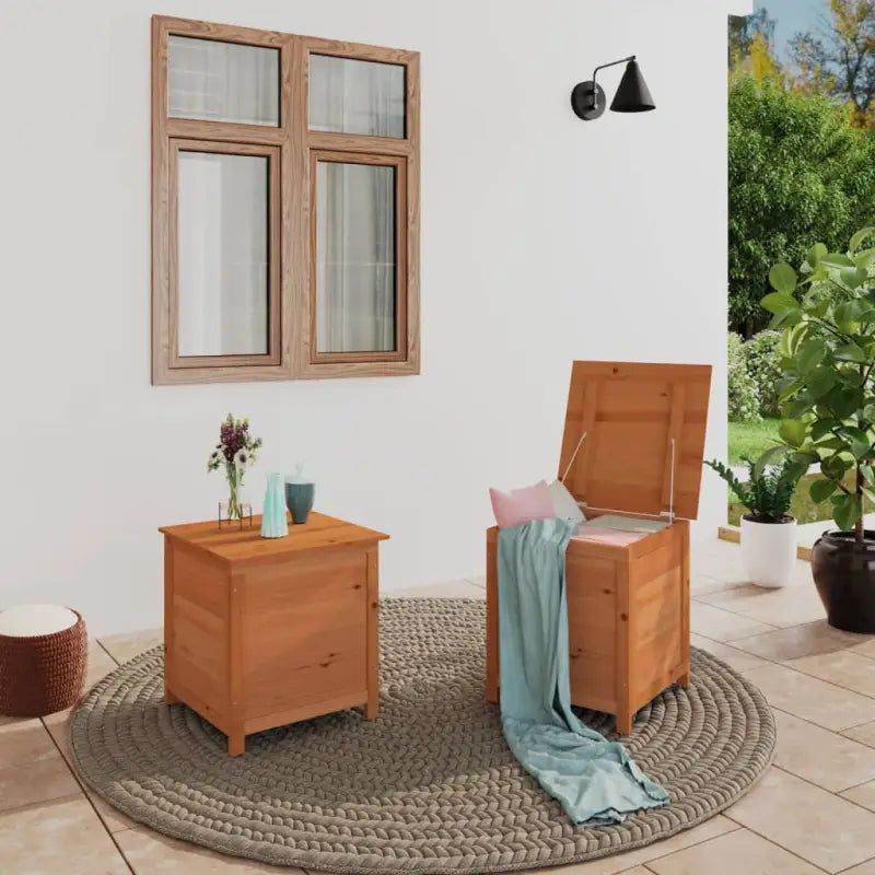 Houten opbergbox voor buiten van massief vurenhout - Bruin / 50 x 50 x 56 cm - Opbergboxen voor buiten