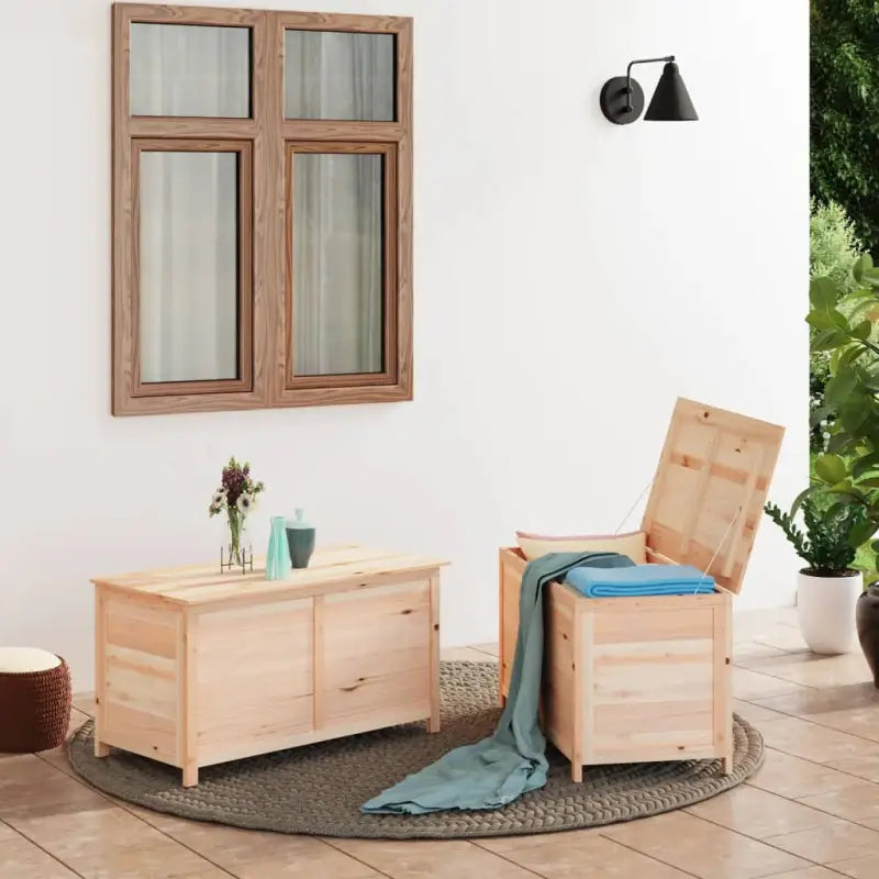 Houten opbergbox voor buiten van massief vurenhout - Naturel / 100 x 50 x 56 cm - Opbergboxen voor buiten