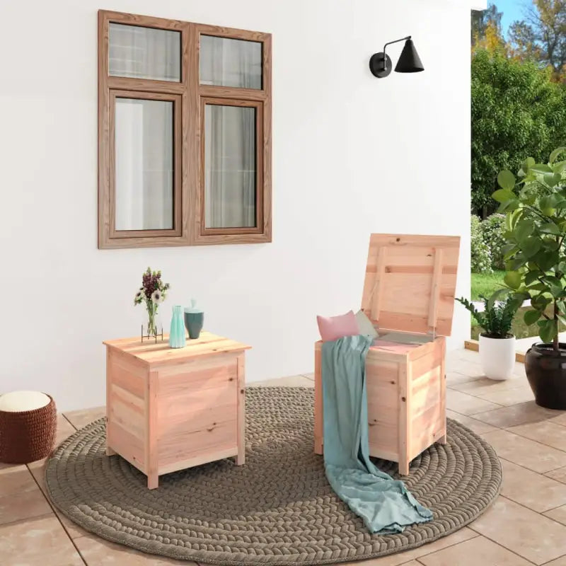 Houten opbergbox voor buiten van massief vurenhout - Naturel / 50 x 50 x 56 cm - Opbergboxen voor buiten
