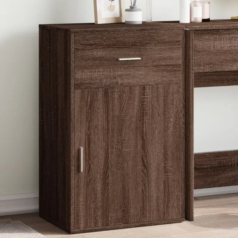 Houten opbergkast met stevig blad en bewerkt hout voor opgeruimde ruimtes - bruin eikenkleur / 1 - Opbergkasten &