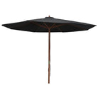 Houten paal parasol voor schaduw en UV-bescherming - Zwart / 1 - Parasols en zonneschermen
