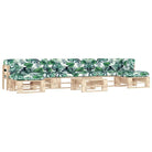 Houten Pallet Loungeset voor Gezelligheid en Ontspanning - Bladpatroon / 2x hoek + midden + 2x voetensteun + Tafel