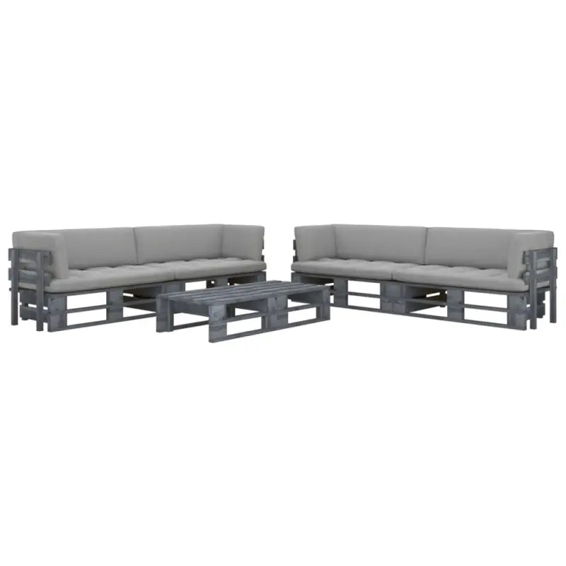 Houten Pallet Loungeset voor Gezelligheid en Ontspanning - Grijs / 4x hoek + 2x Tafel / 1 - Tuinsets