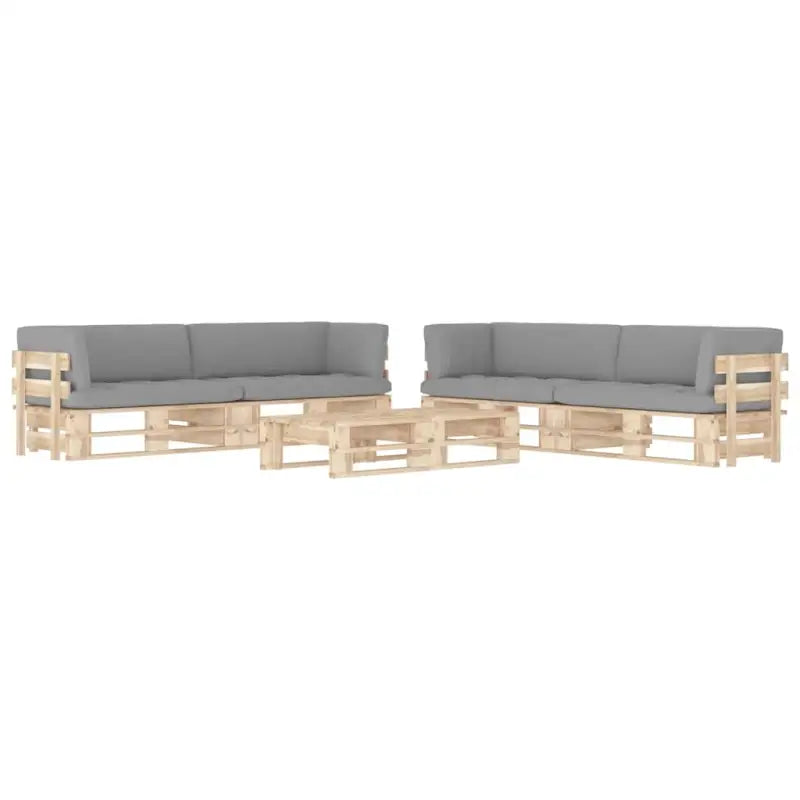 Houten Pallet Loungeset voor Gezelligheid en Ontspanning - Grijs / 4x hoek + 2x Tafel / Bruin - Tuinsets
