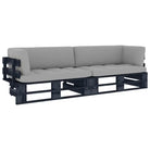 Houten Pallet Loungeset voor Gezelligheid en Ontspanning - Grijs / Tweezitsbank / Zwart - Tuinsets