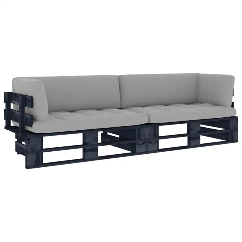 Houten Pallet Loungeset voor Gezelligheid en Ontspanning - Grijs / Tweezitsbank / Zwart - Tuinsets