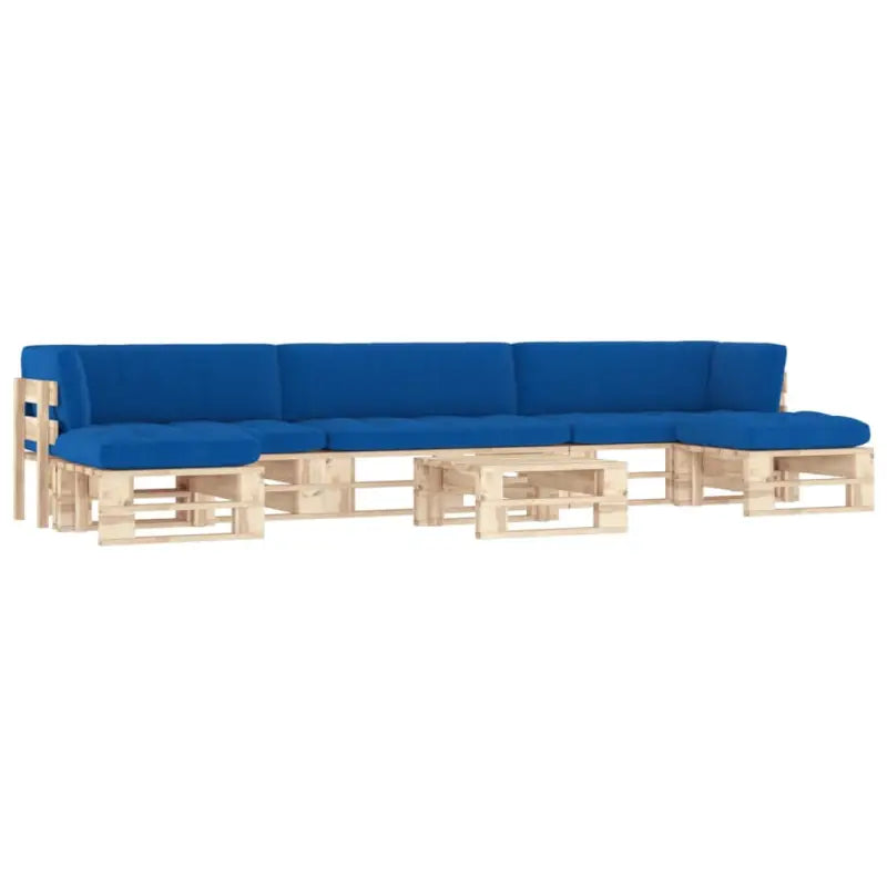 Houten Pallet Loungeset voor Gezelligheid en Ontspanning - koningsblauw / 2x hoek + midden + 2x voetensteun + Tafel