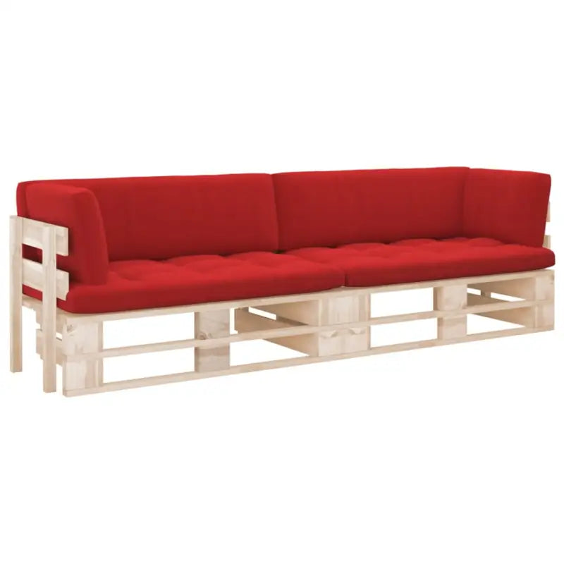 Houten Pallet Loungeset voor Gezelligheid en Ontspanning - Rood / Tweezitsbank / Bruin - Tuinsets