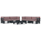 Houten Pallet Loungeset voor Gezelligheid en Ontspanning - Rood ruitpatroon / 4x hoek + 2x Tafel / Zwart - Tuinsets
