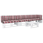 Houten Pallet Loungeset voor Gezelligheid en Ontspanning - Rood ruitpatroon / hoek + 2x midden + Tafel / Wit - Tuinsets