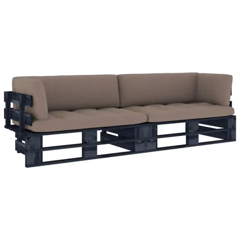 Houten Pallet Loungeset voor Gezelligheid en Ontspanning - Taupe / Tweezitsbank / Zwart - Tuinsets