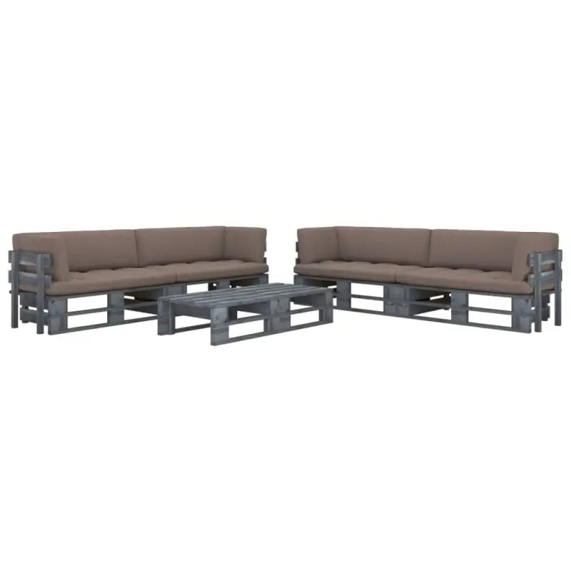 Houten Pallet Loungeset voor Gezelligheid en Ontspanning - Taupe / 4x hoek + 2x Tafel / Grijs - Tuinsets
