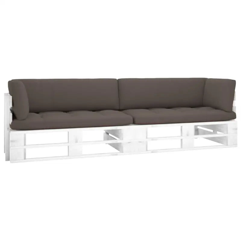 Houten Pallet Loungeset voor Gezelligheid en Ontspanning - Taupe / Tweezitsbank / Wit - Tuinsets