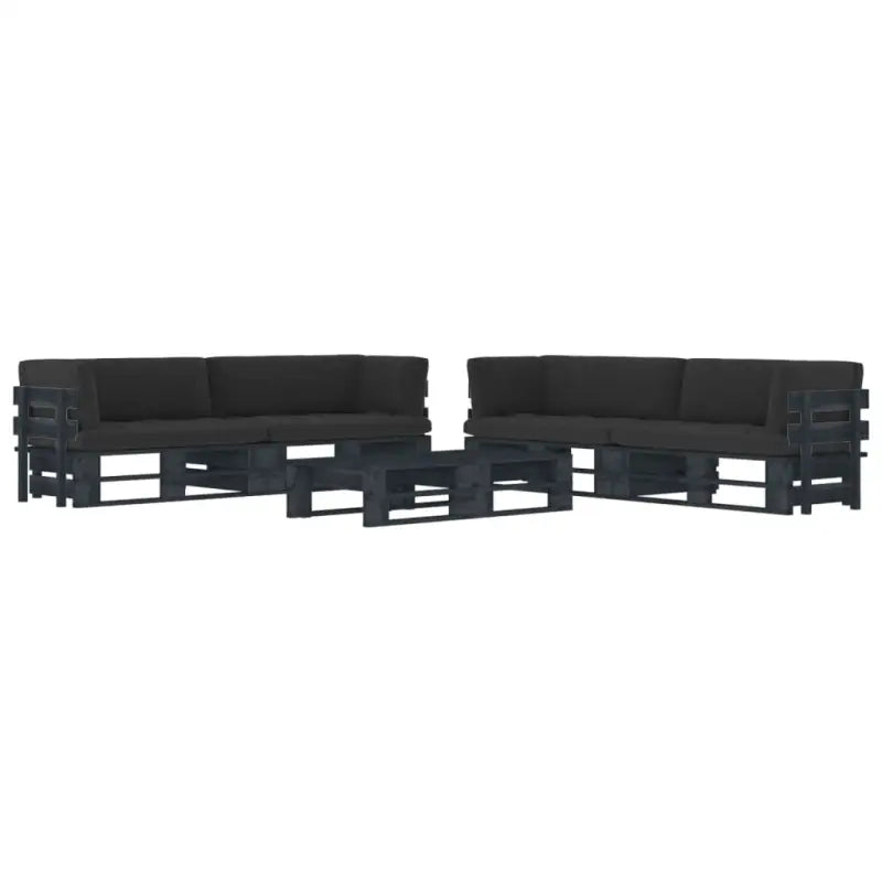 Houten Pallet Loungeset voor Gezelligheid en Ontspanning - Zwart / 4x hoek + 2x Tafel / 1 - Tuinsets