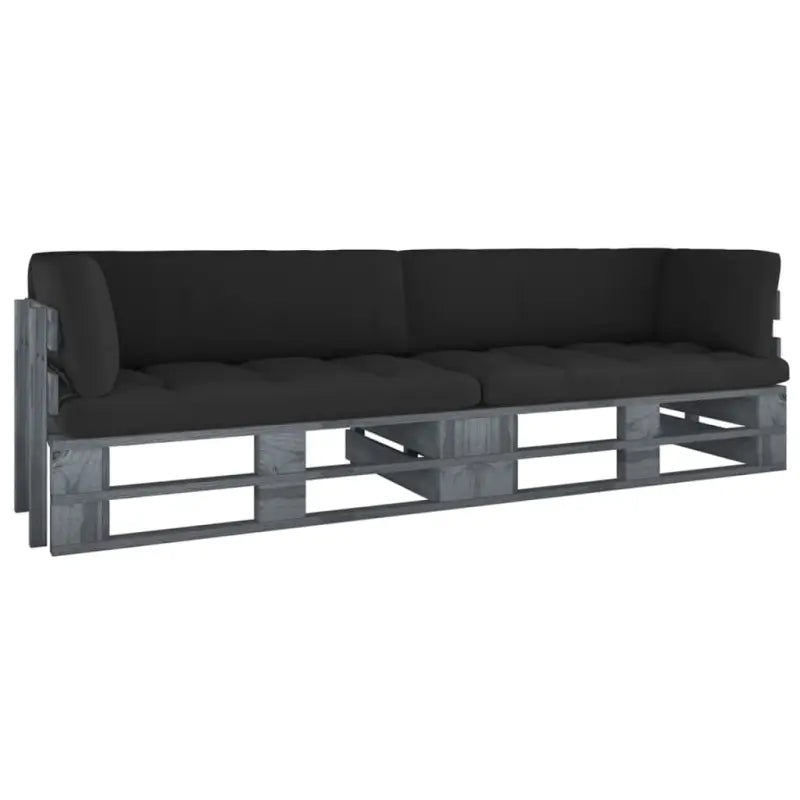 Houten Pallet Loungeset voor Gezelligheid en Ontspanning - Zwart / Tweezitsbank / Grijs - Tuinsets