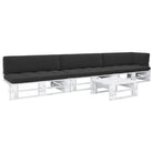 Houten Pallet Loungeset voor Gezelligheid en Ontspanning - Zwart / hoek + 2x midden + Tafel / Wit - Tuinsets