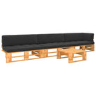 Houten Pallet Loungeset voor Gezelligheid en Ontspanning - Zwart / hoek + 2x midden + Tafel / Honingbruin - Tuinsets