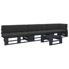 Houten Pallet Loungeset voor Gezelligheid en Ontspanning - Zwart / hoek + 2x midden + Tafel / 1 - Tuinsets