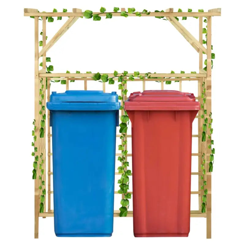 Houten pergola voor 2 containers van groen geïmpregneerd grenenhout - Tuinbogen latwerk & pergola’s