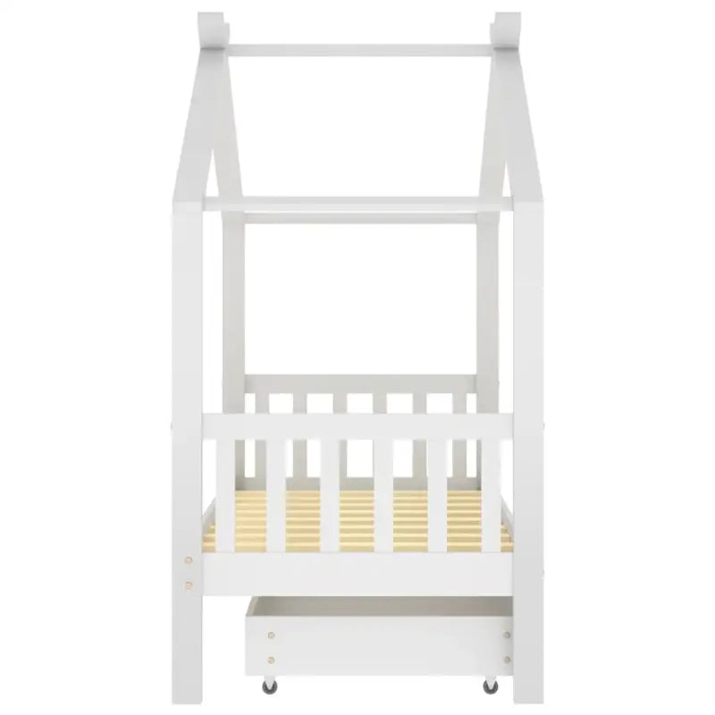 Houten peuterbed met lade in massief grenenhout met boomhut-stijl - Peuter- & kinderbedden