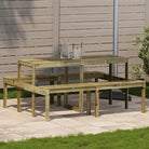 Houten picknicktafel van massief grenenhout voor buitengebruik - Naturel geïmpregneerd / 160 x 134 x 75 cm / 1