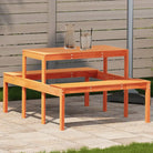 Houten picknicktafel van massief grenenhout voor buitengebruik - Wasbruin / 110 x 134 x 75cm / 1 - Tuintafels