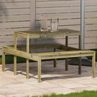 Houten picknicktafel van massief grenenhout voor buitengebruik - Naturel geïmpregneerd / 110 x 134 x 75cm / 1