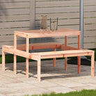 Houten picknicktafel van massief grenenhout voor buitengebruik - Natuurlijk douglashout / 110 x 134 x 75cm / 1