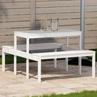 Houten picknicktafel van massief grenenhout voor buitengebruik - Wit / 110 x 134 x 75cm / 1 - Tuintafels
