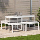 Houten picknicktafel van massief grenenhout voor buitengebruik - Wit / 160 x 134 x 75 cm / 1 - Tuintafels