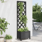 Houten plantenbak met klimrek van massief vurenhout voor buiten - Zwart / 40 x 30 x 135 cm / 1 - Bloempotten &
