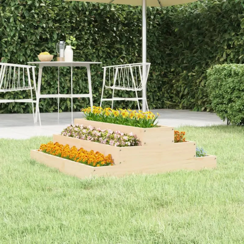 Houten plantenbak met trapsgewijs ontwerp van massief grenenhout - Bloempotten & plantenbakken