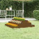 Houten plantenbak met trapsgewijs ontwerp van massief grenenhout - Honingbruin grenenhout / 80 x 80 x 27 cm / 1