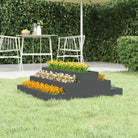 Houten plantenbak met trapsgewijs ontwerp van massief grenenhout - Grijs grenenhout / 80 x 80 x 27 cm / 1 - Bloempotten